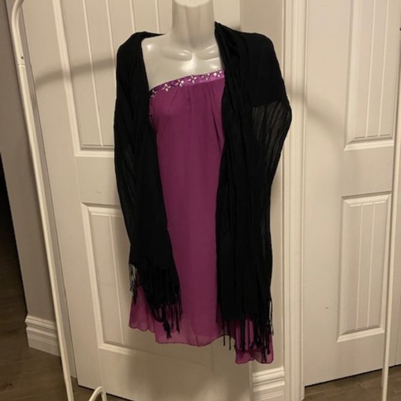 Purple/Mauve Off Shoulder Sheer Dress Size S - Picture 7 of 7